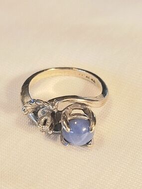 Victoria 14K White Gold Lindy Star Sapphire and Diamond Ring